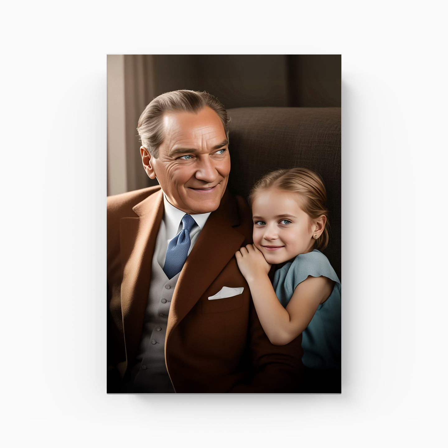 Atatürk ve kız çocuğu (AI) - Kanvas Tablo