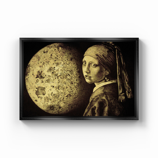 Ay ve İnci Küpeli Kız - Kanvas Tablo