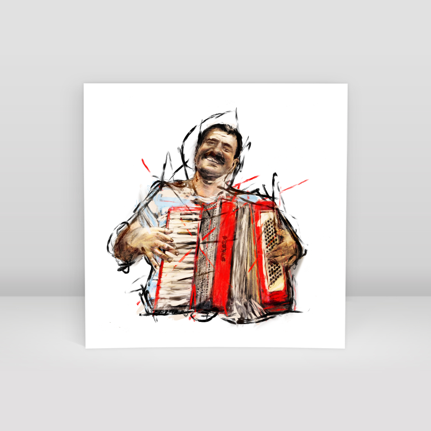 Accordion Player Man - Art Print