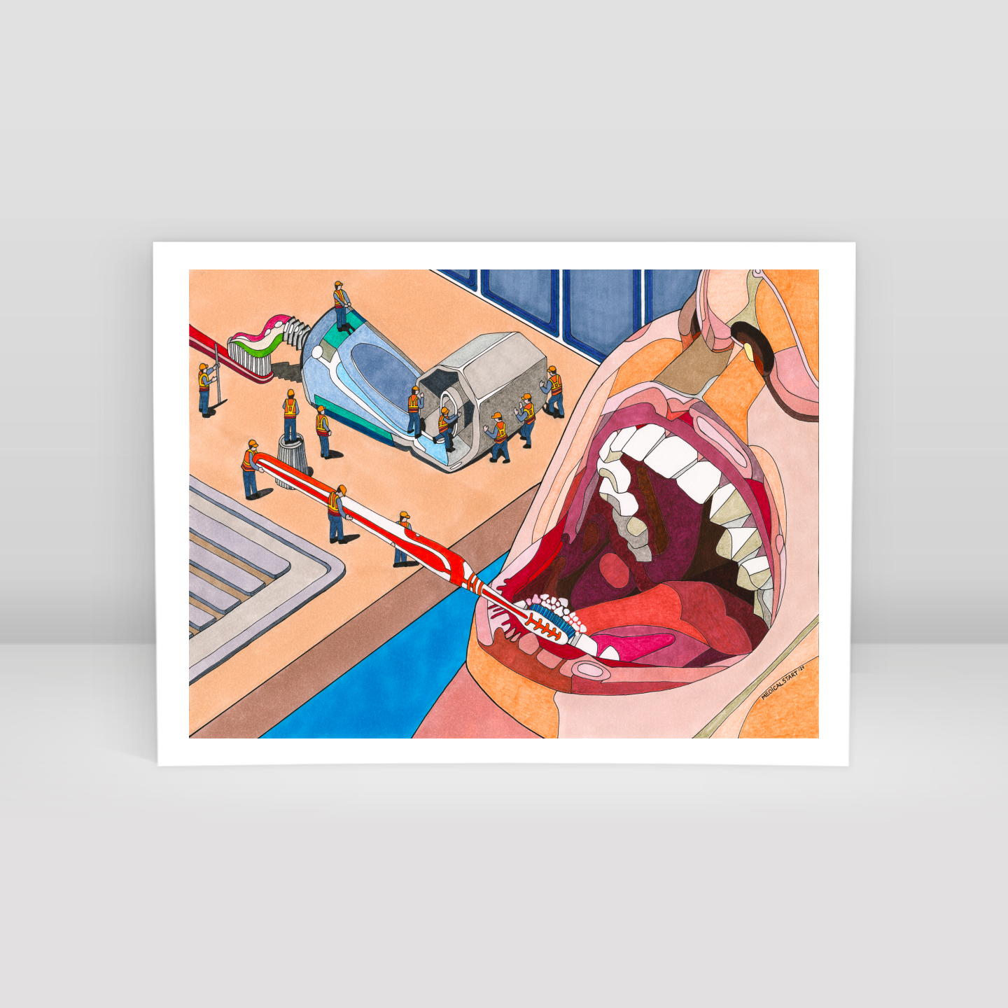BRUSHING TEETH - Art Print