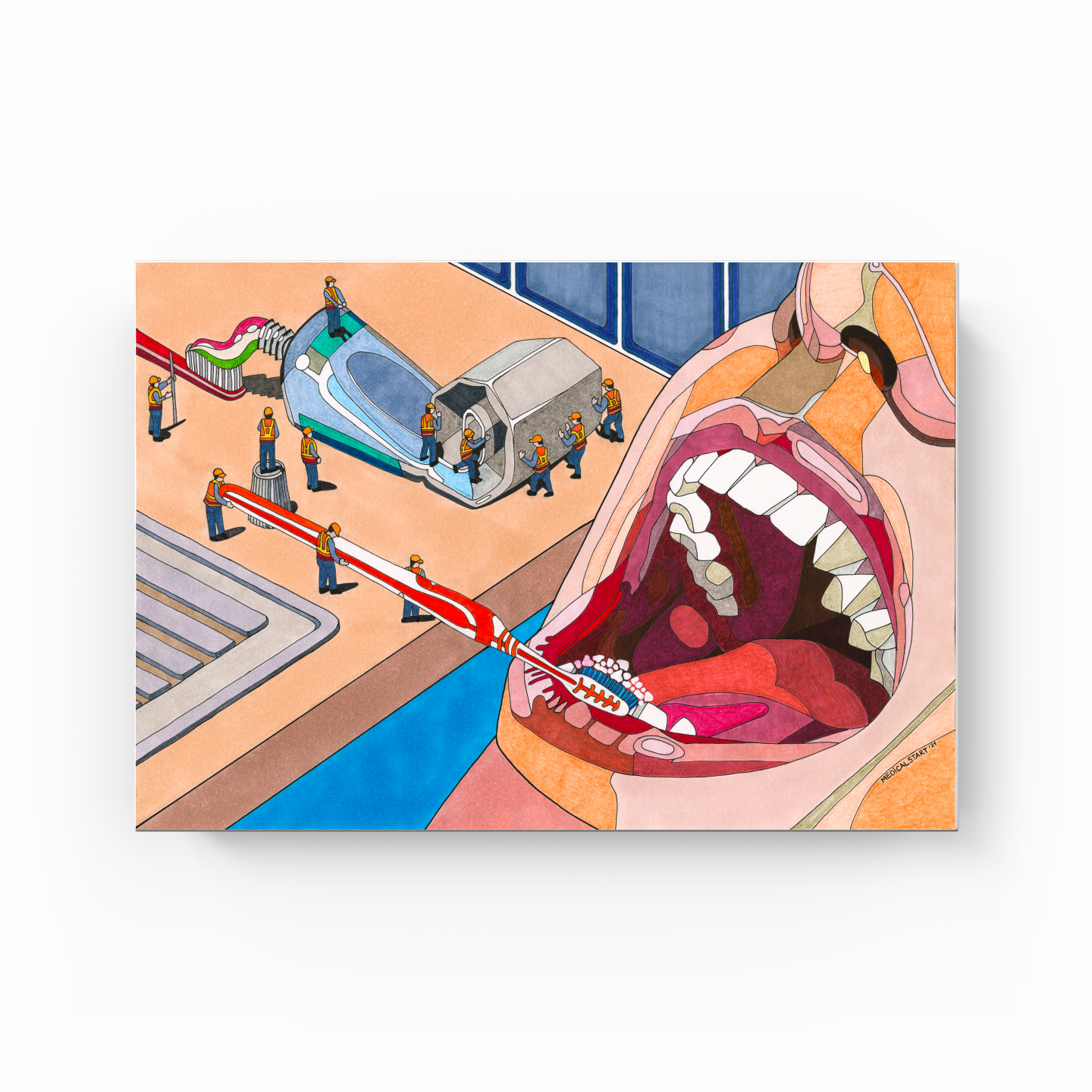 BRUSHING TEETH - Canvas Print