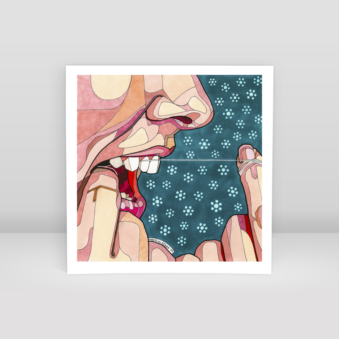 Flossing in oral hygiene - Art Print