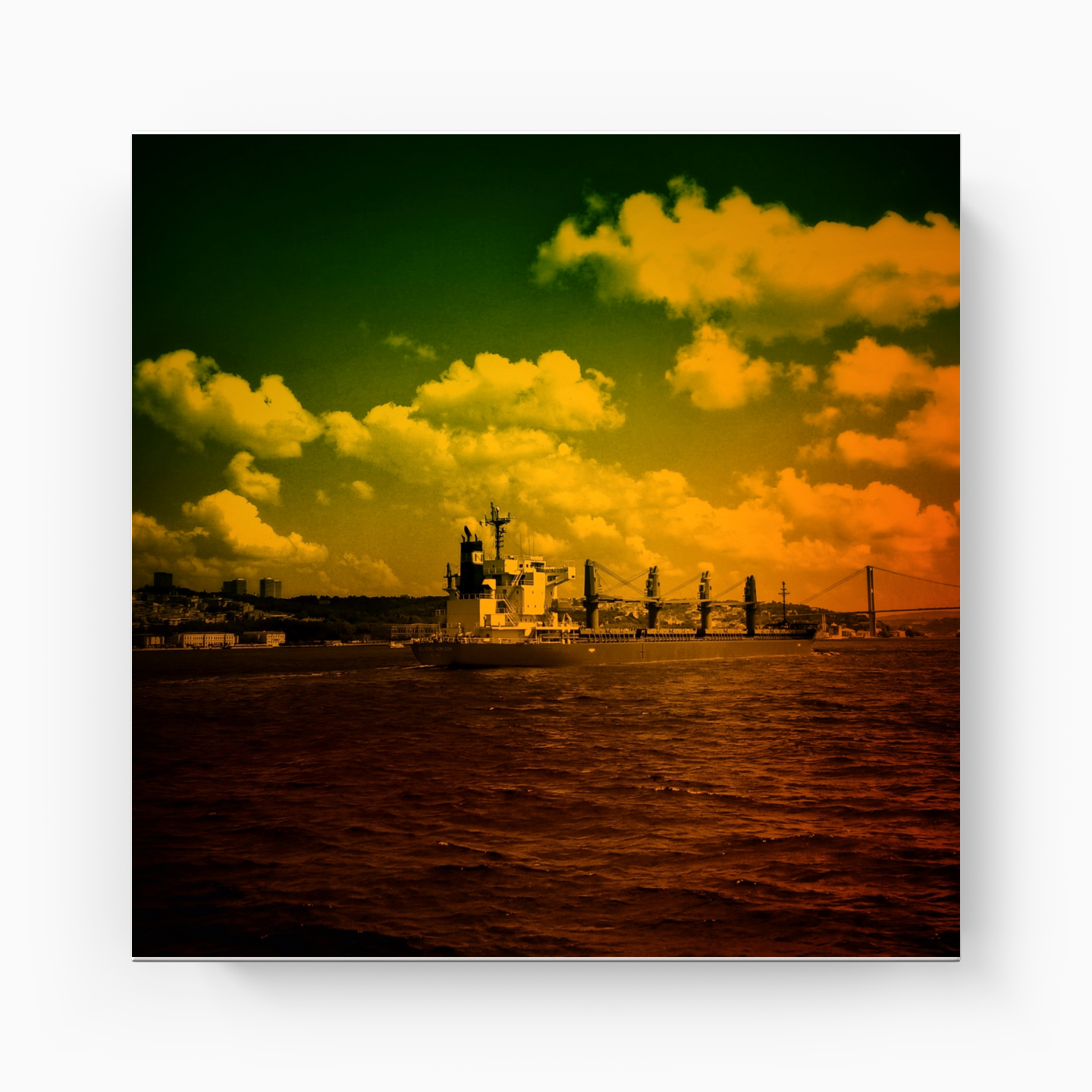 boğazda gemi - Kanvas Tablo