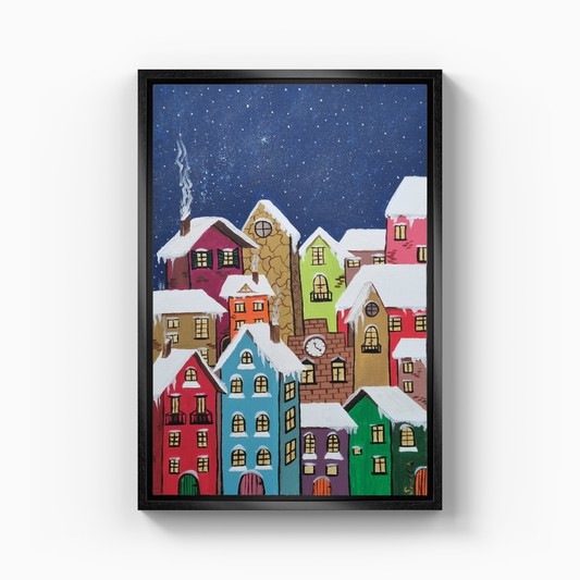Renklerin Kentinde Kış - Kanvas Tablo