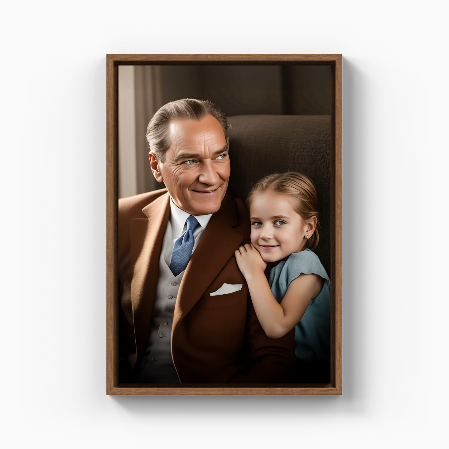 Atatürk ve kız çocuğu (AI) - Kanvas Tablo