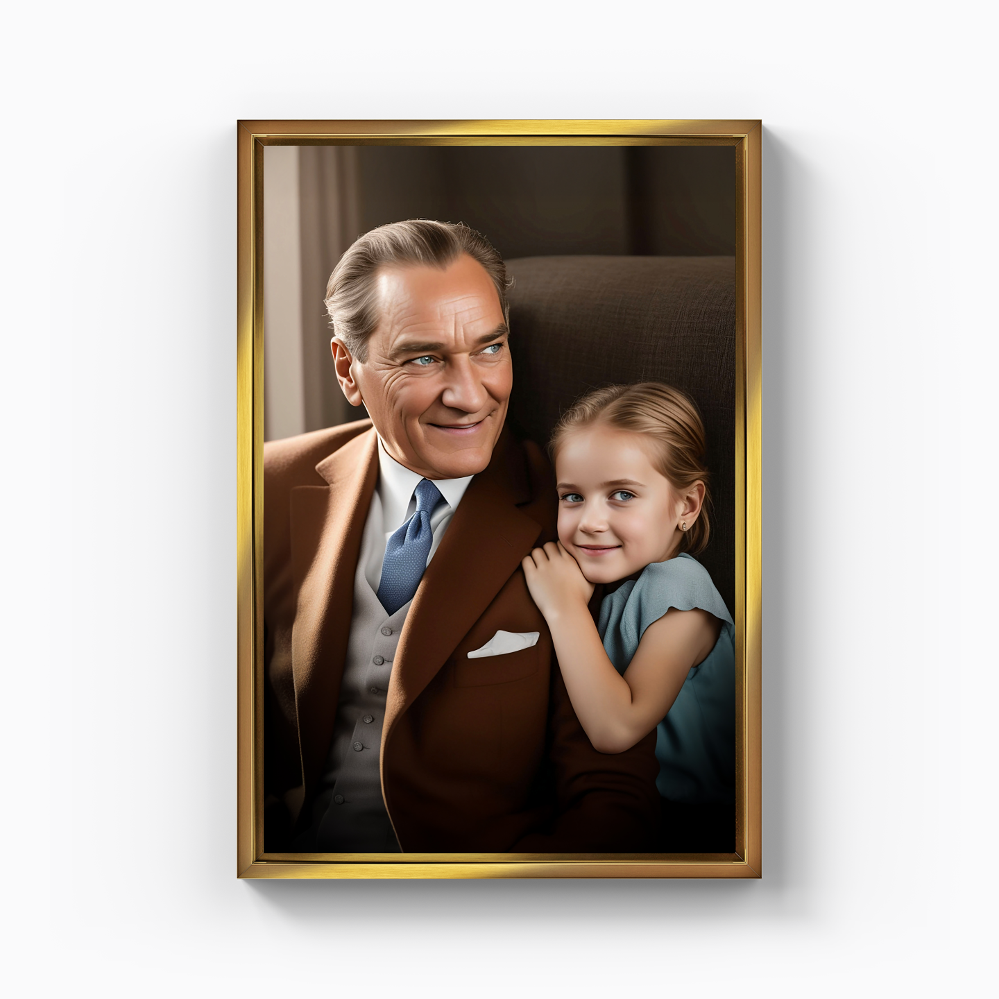 Atatürk ve kız çocuğu (AI) - Kanvas Tablo