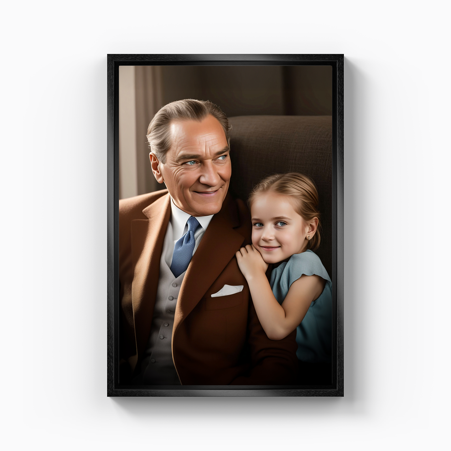 Atatürk ve kız çocuğu (AI) - Kanvas Tablo
