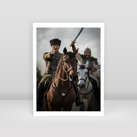 Mustafa Kemal Atatürk ve Sultan Alparslan (AI) - Art Print