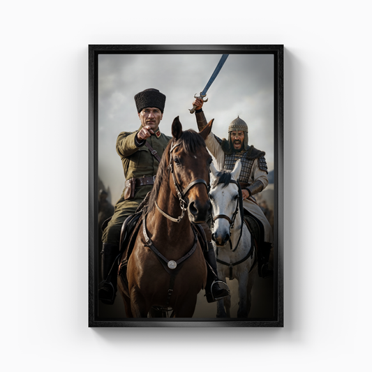 Mustafa Kemal Atatürk ve Sultan Alparslan (AI) - Kanvas Tablo