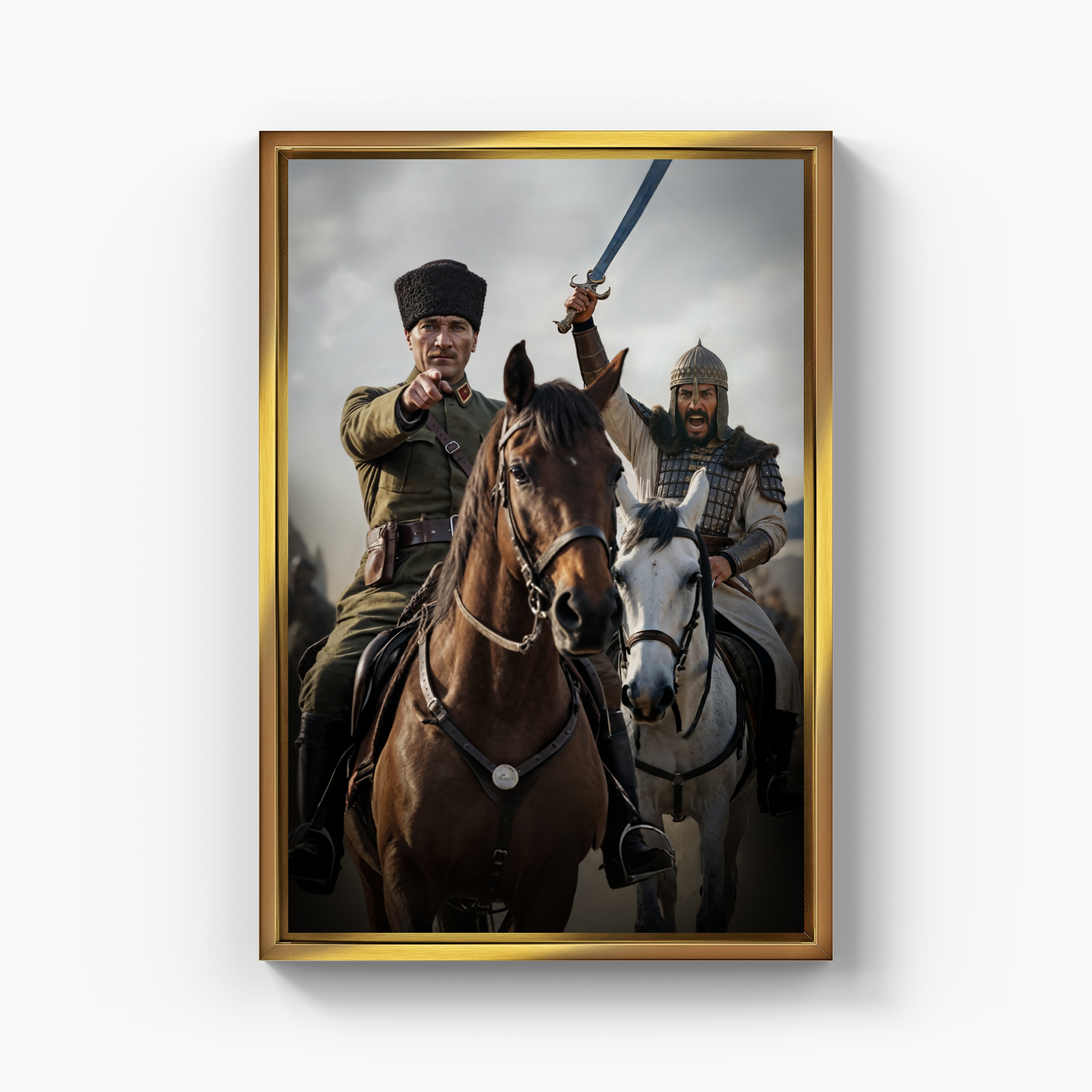 Mustafa Kemal Atatürk ve Sultan Alparslan (AI) - Kanvas Tablo