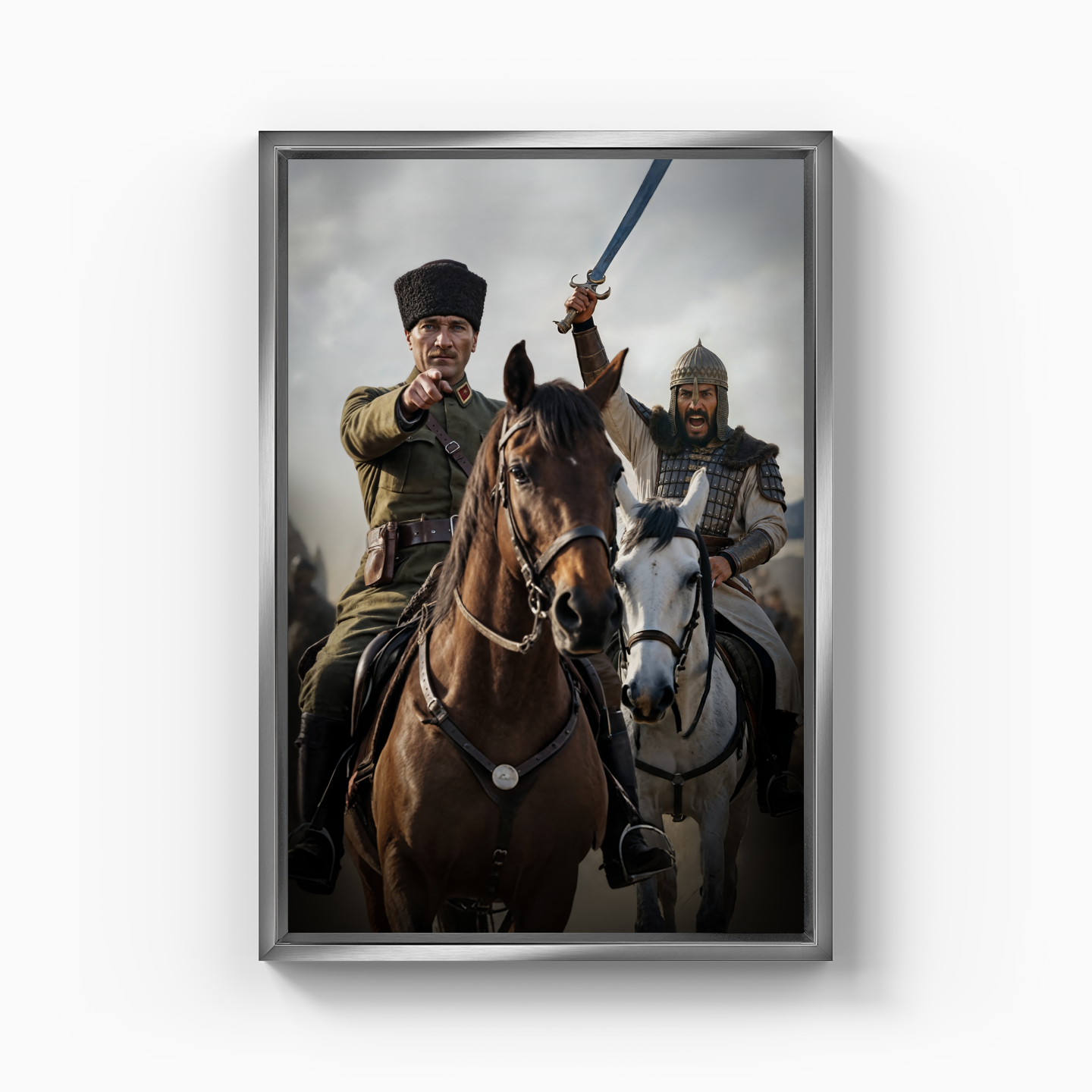 Mustafa Kemal Atatürk ve Sultan Alparslan (AI) - Kanvas Tablo
