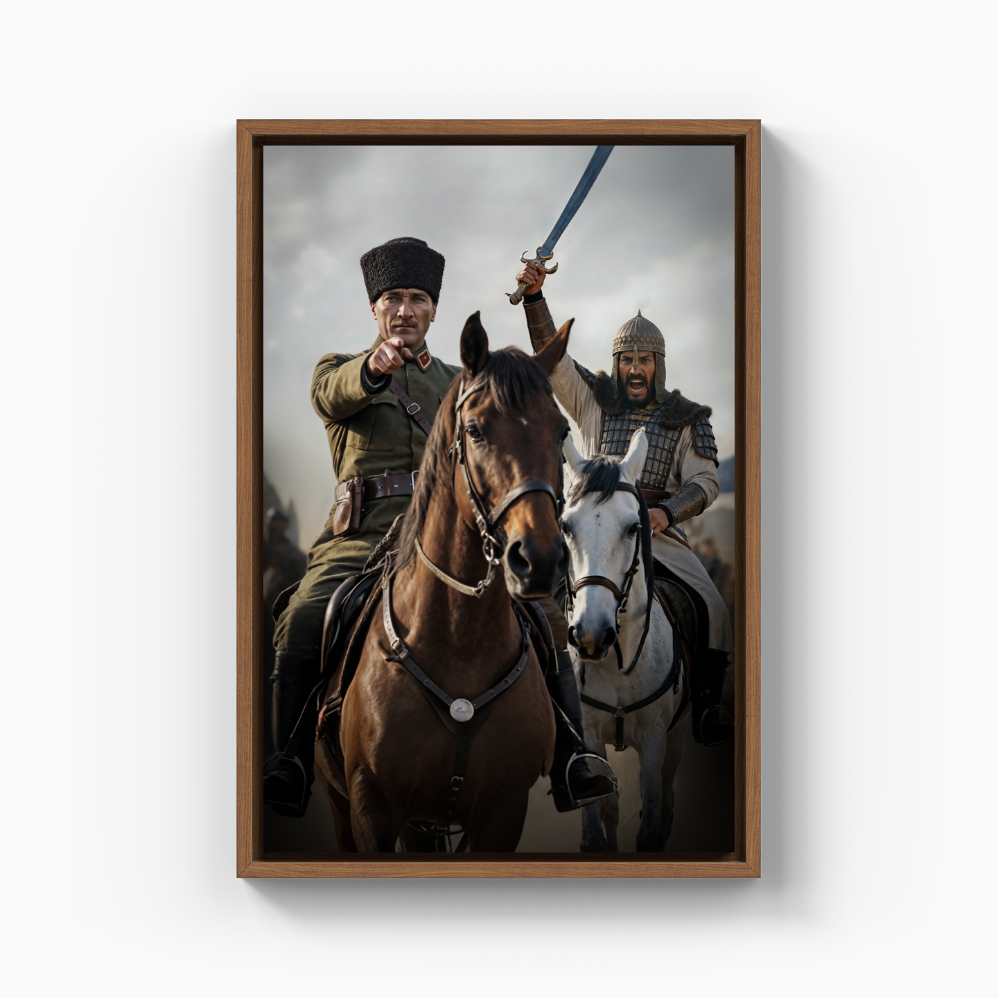 Mustafa Kemal Atatürk ve Sultan Alparslan (AI) - Kanvas Tablo