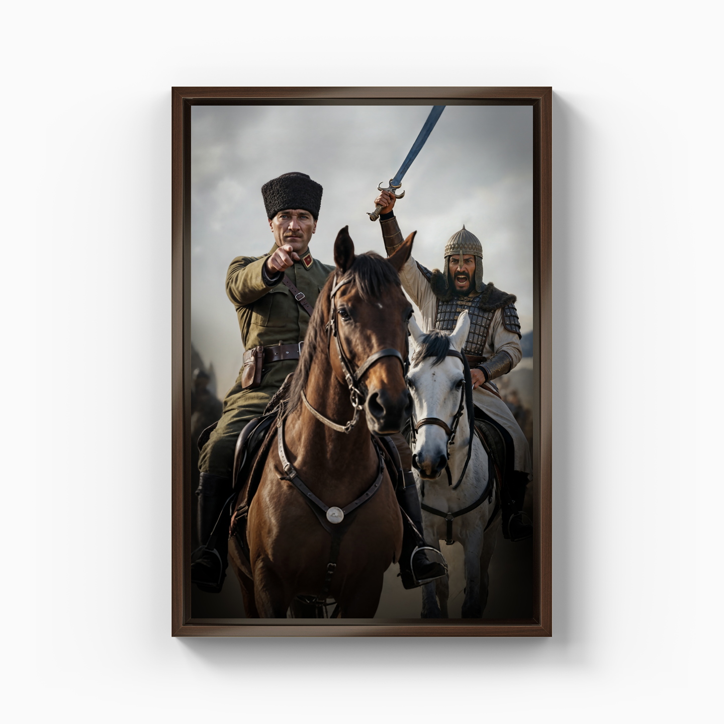 Mustafa Kemal Atatürk ve Sultan Alparslan (AI) - Kanvas Tablo