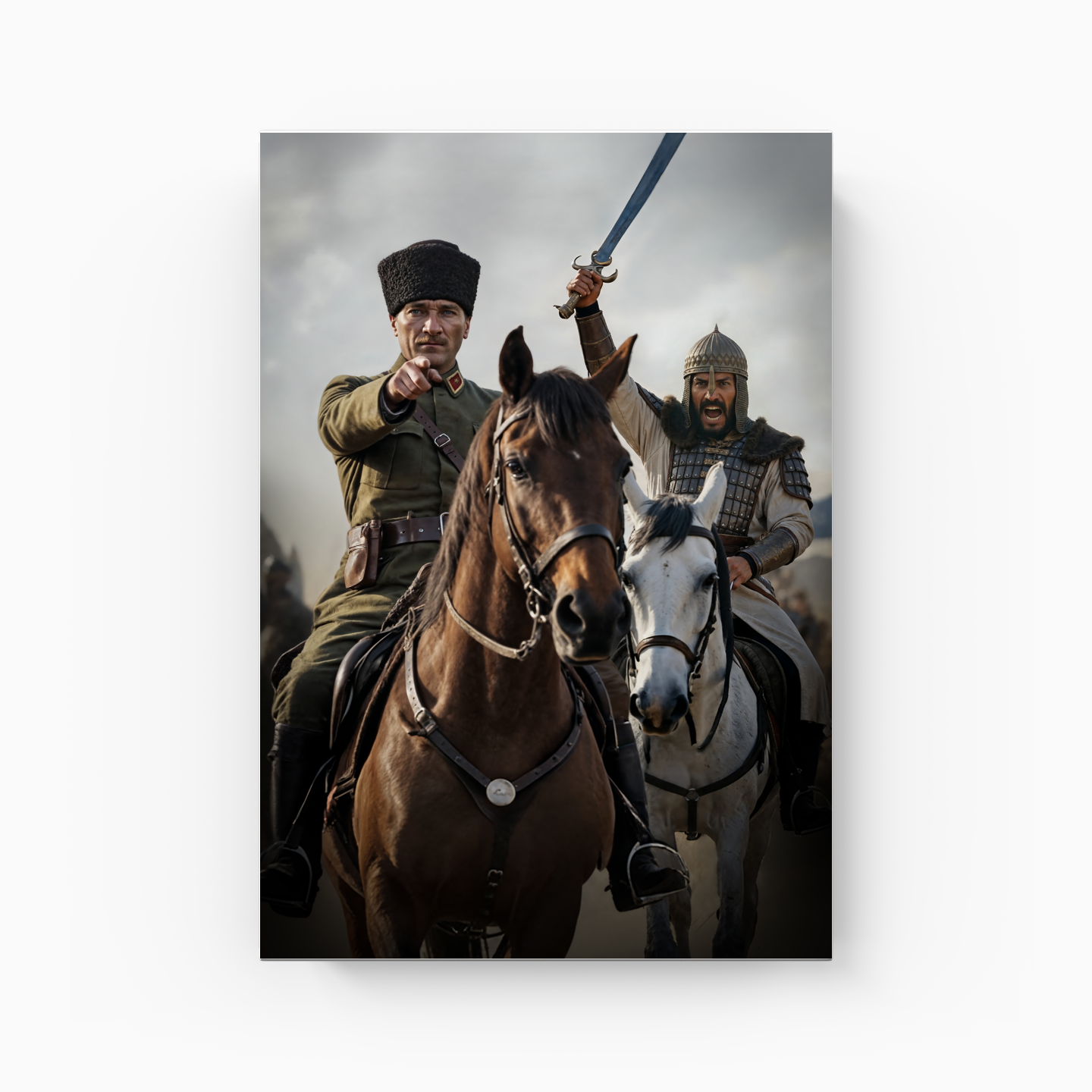 Mustafa Kemal Atatürk ve Sultan Alparslan (AI) - Kanvas Tablo