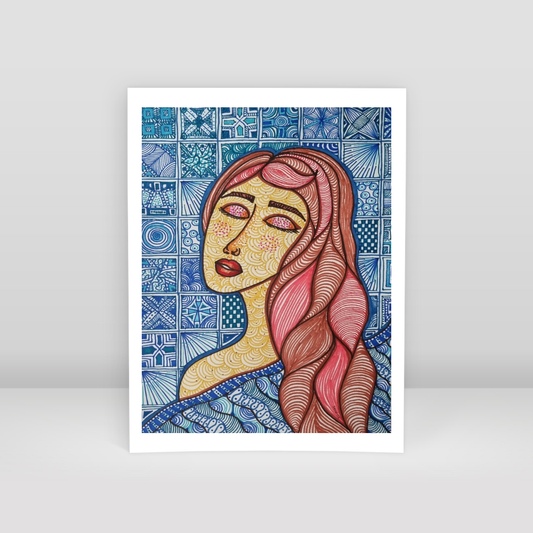 Duyguların Mavi Tınısında Kadın 3 - Art Print