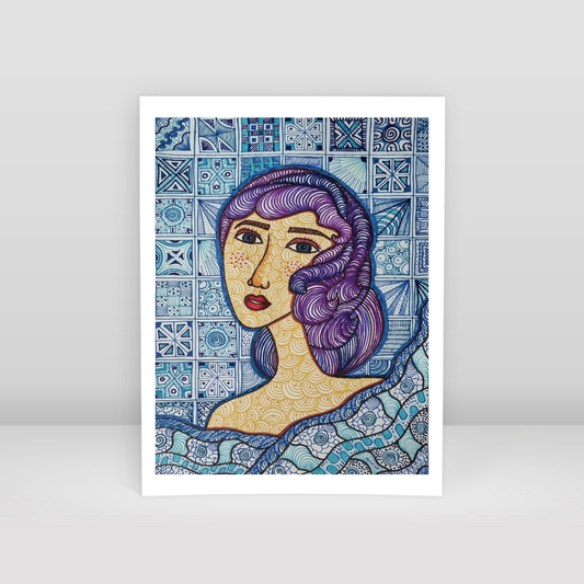 Duyguların Mavi Tınısında Kadın 2 - Art Print
