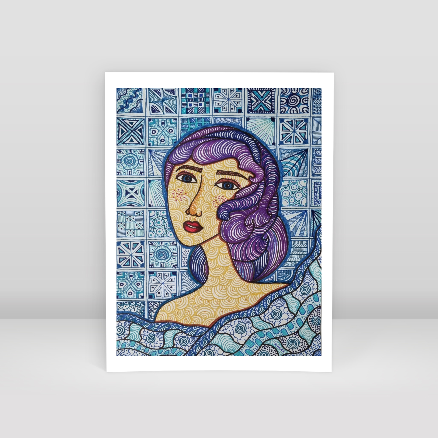 Duyguların Mavi Tınısında Kadın 2 - Art Print