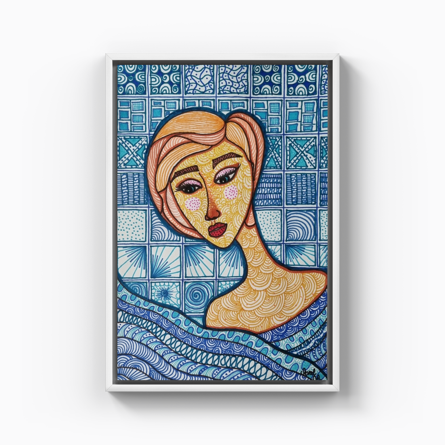 Duyguların Mavi Tınısında Kadın 1 - Kanvas Tablo