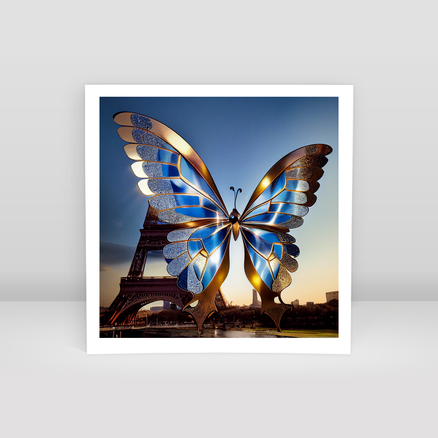 Butterfly and Eiffel Tower - Art Print