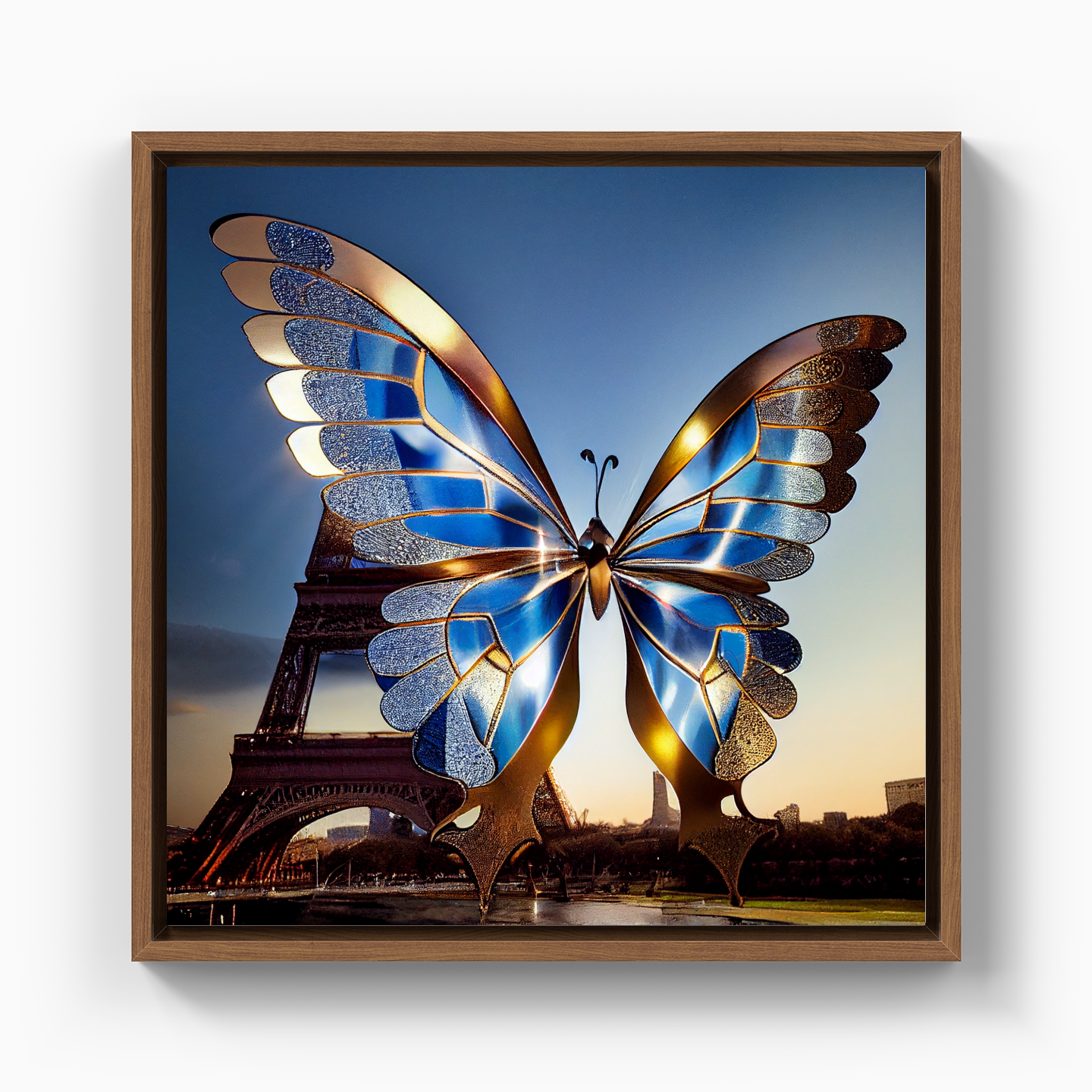 Butterfly and Eiffel Tower - Canvas Print