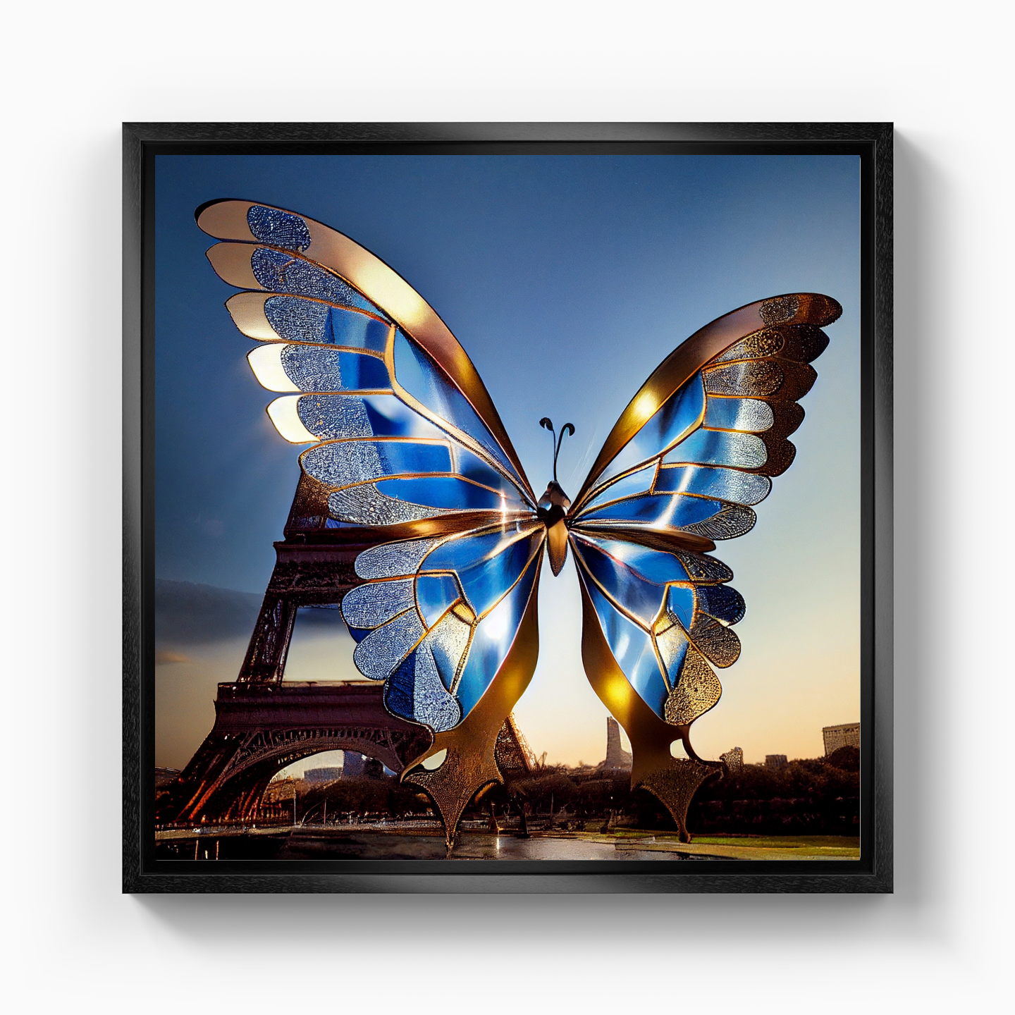 Butterfly and Eiffel Tower - Canvas Print