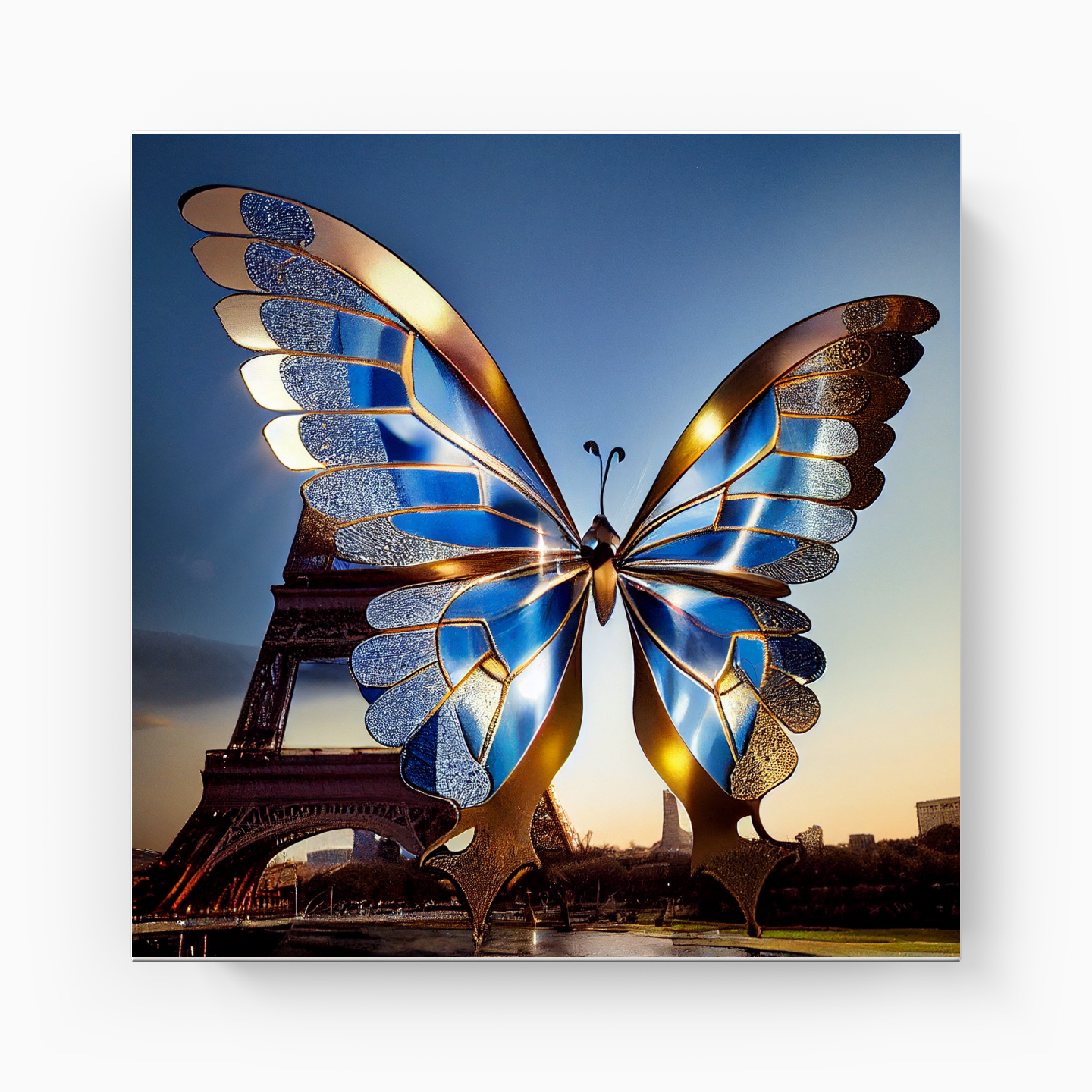 Butterfly and Eiffel Tower - Canvas Print