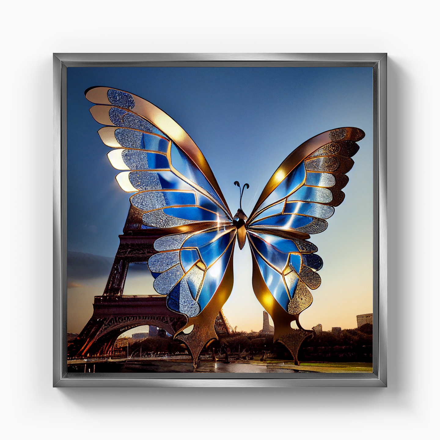 Butterfly and Eiffel Tower - Canvas Print