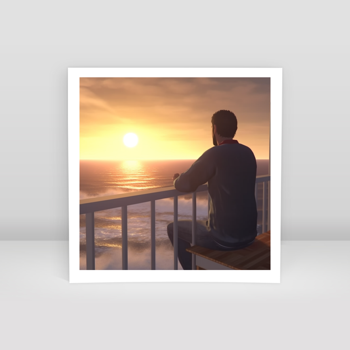 Man watching the sea - Art Print