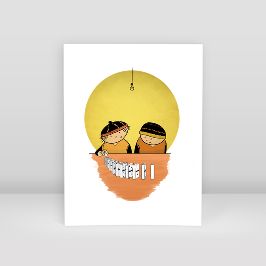 skull and children - Art Print