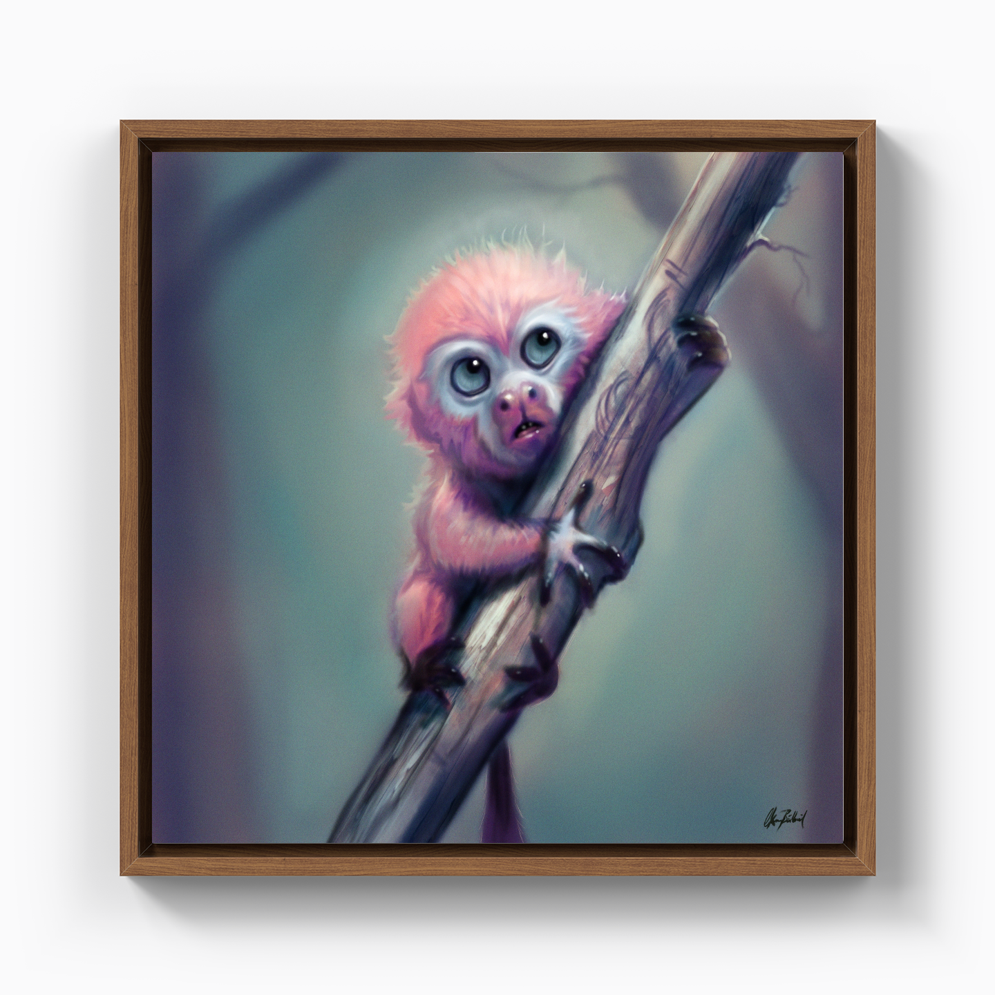 Pembe Maymun - Kanvas Tablo