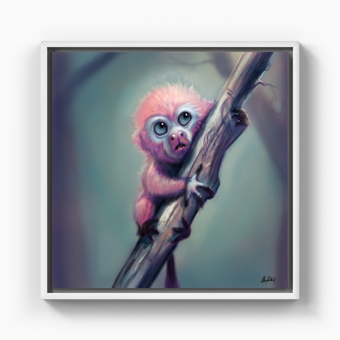 Pembe Maymun - Kanvas Tablo