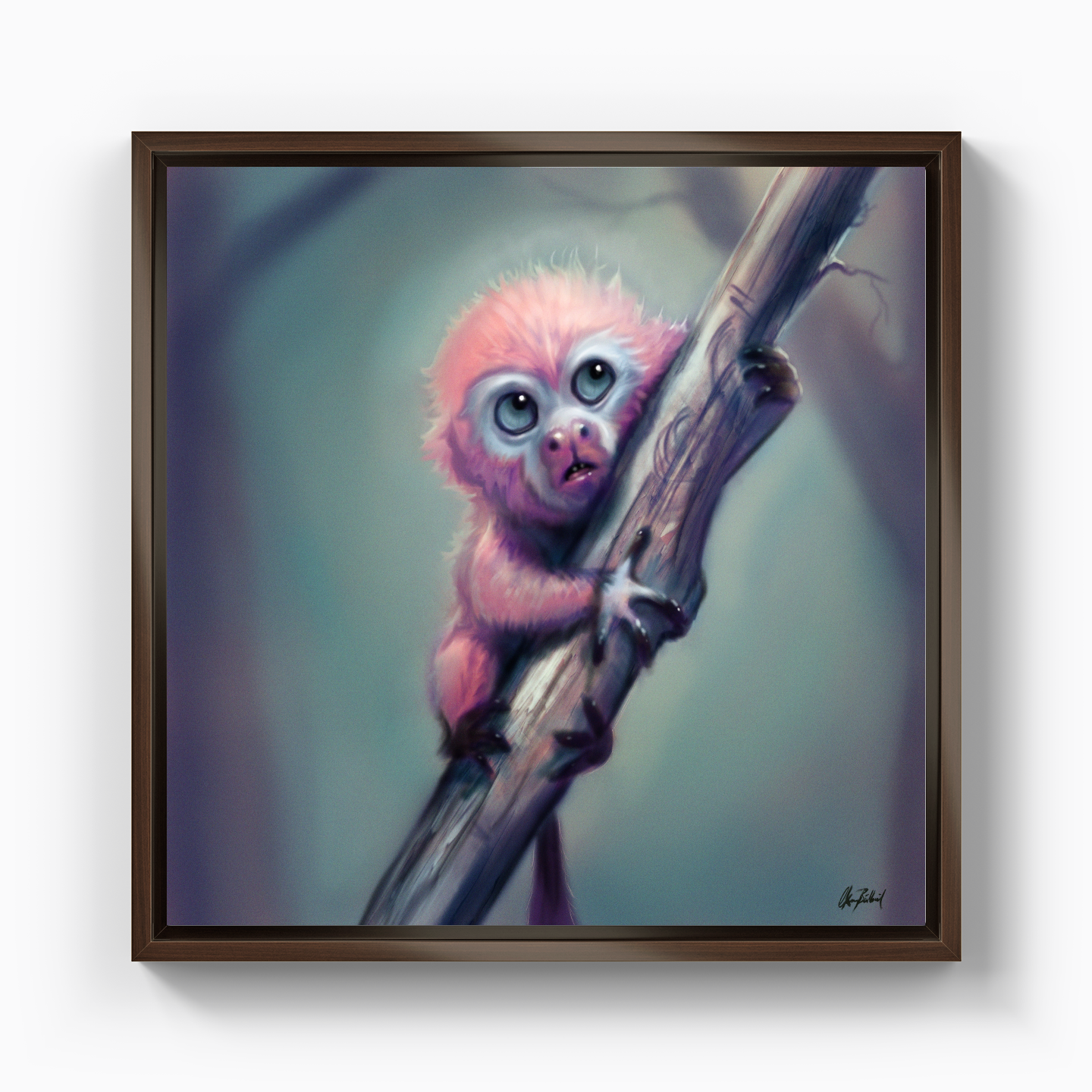 Pembe Maymun - Kanvas Tablo