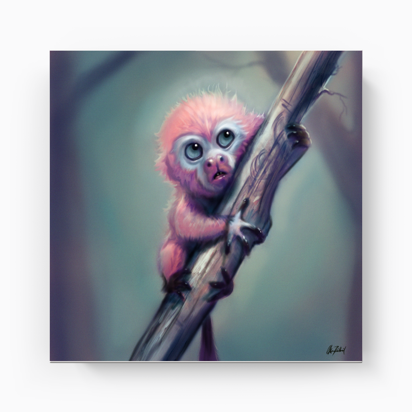 Pembe Maymun - Kanvas Tablo