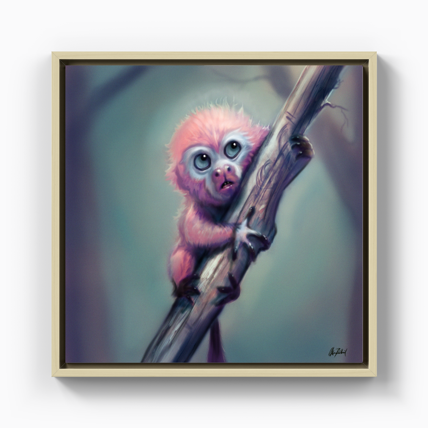 Pembe Maymun - Kanvas Tablo