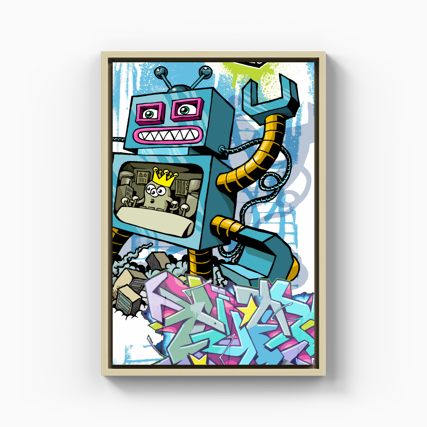 Graffiti Robot - Kanvas Tablo