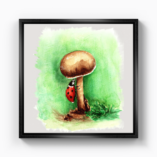 Mushroom with Ladybug - Canvas Painting
