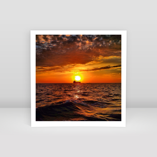 Ship And Sun - Art Print