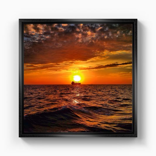 Ship And Sun - Canvas Painting