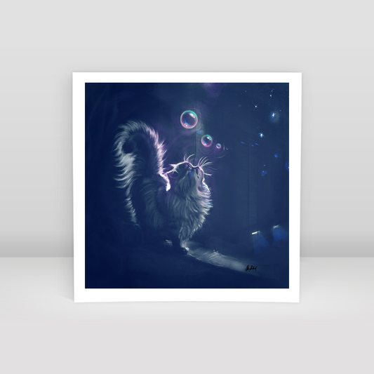 night and cat - Art Print