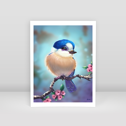 Blue headed bird - Art Print