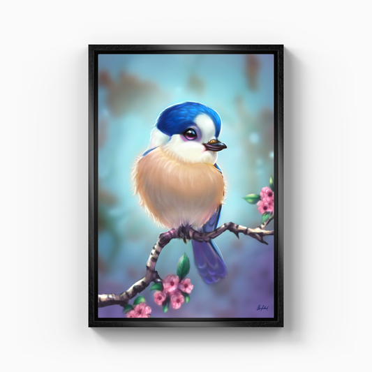 Mavi başlı kuş - Kanvas Tablo