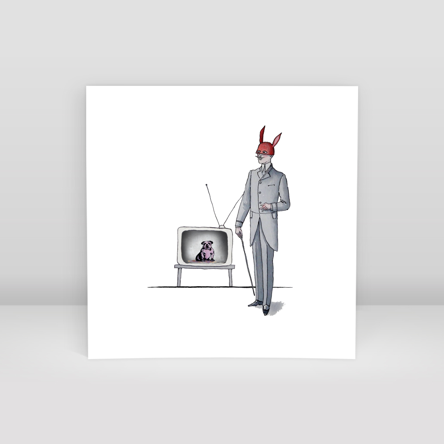 Mr Red and Doggy TV - Art Print