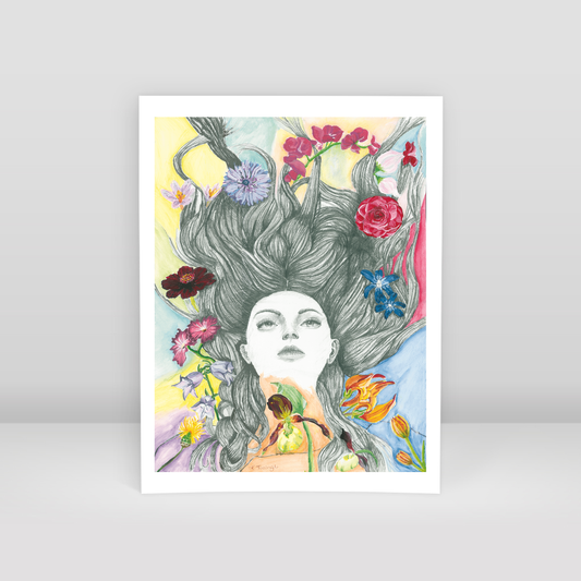 Solmayan Yüzler ve Ciçekler - Art Print
