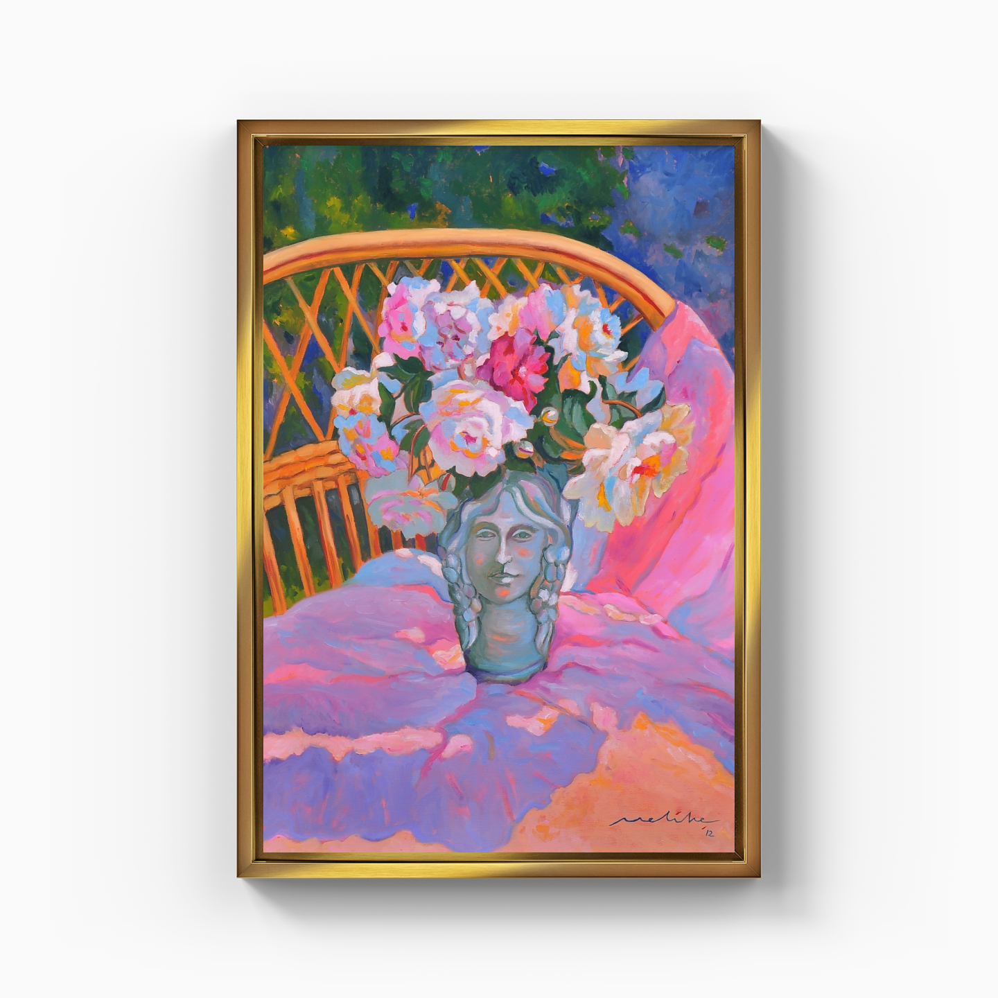 Roses in a faceted vase - Canvas Painting