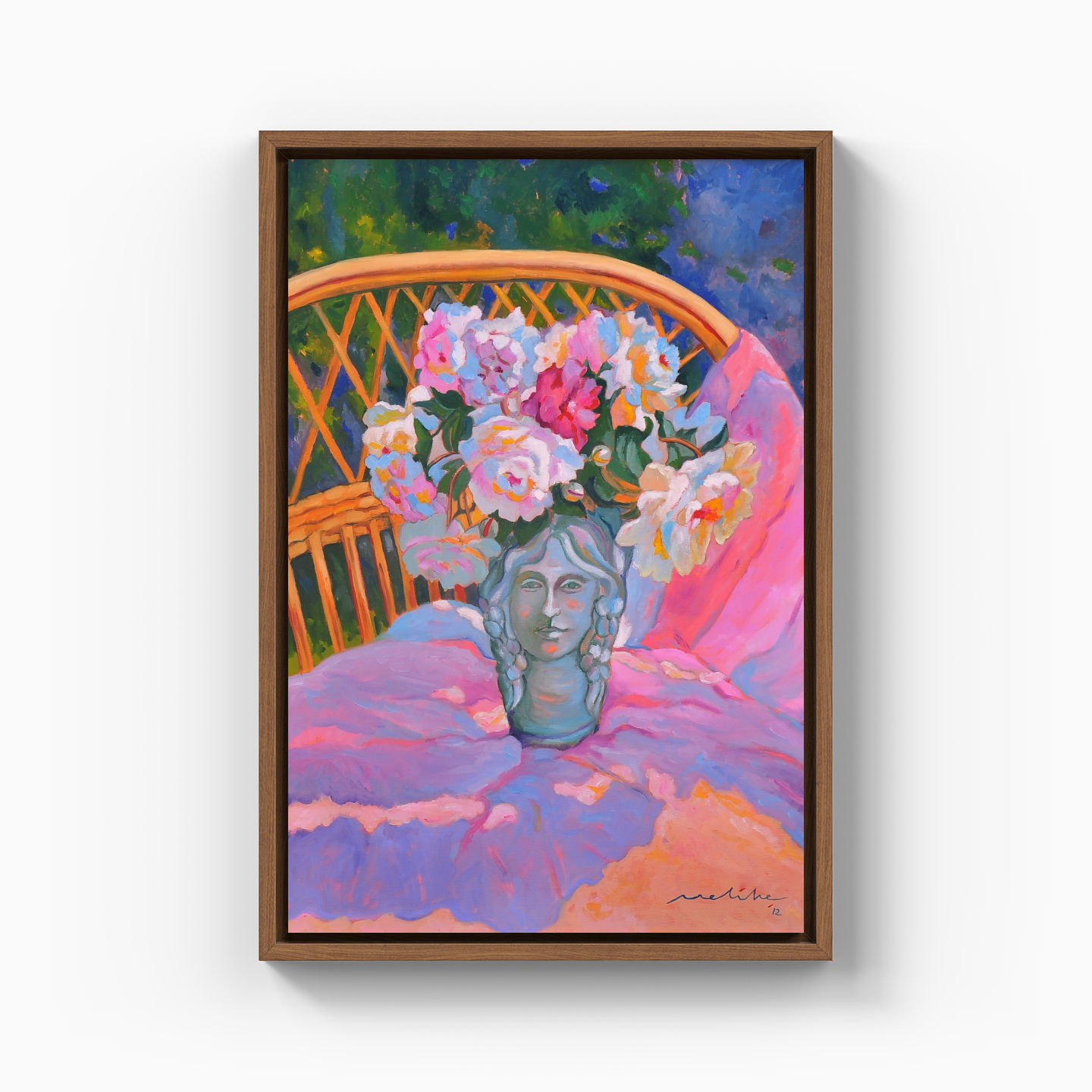 Roses in a faceted vase - Canvas Painting