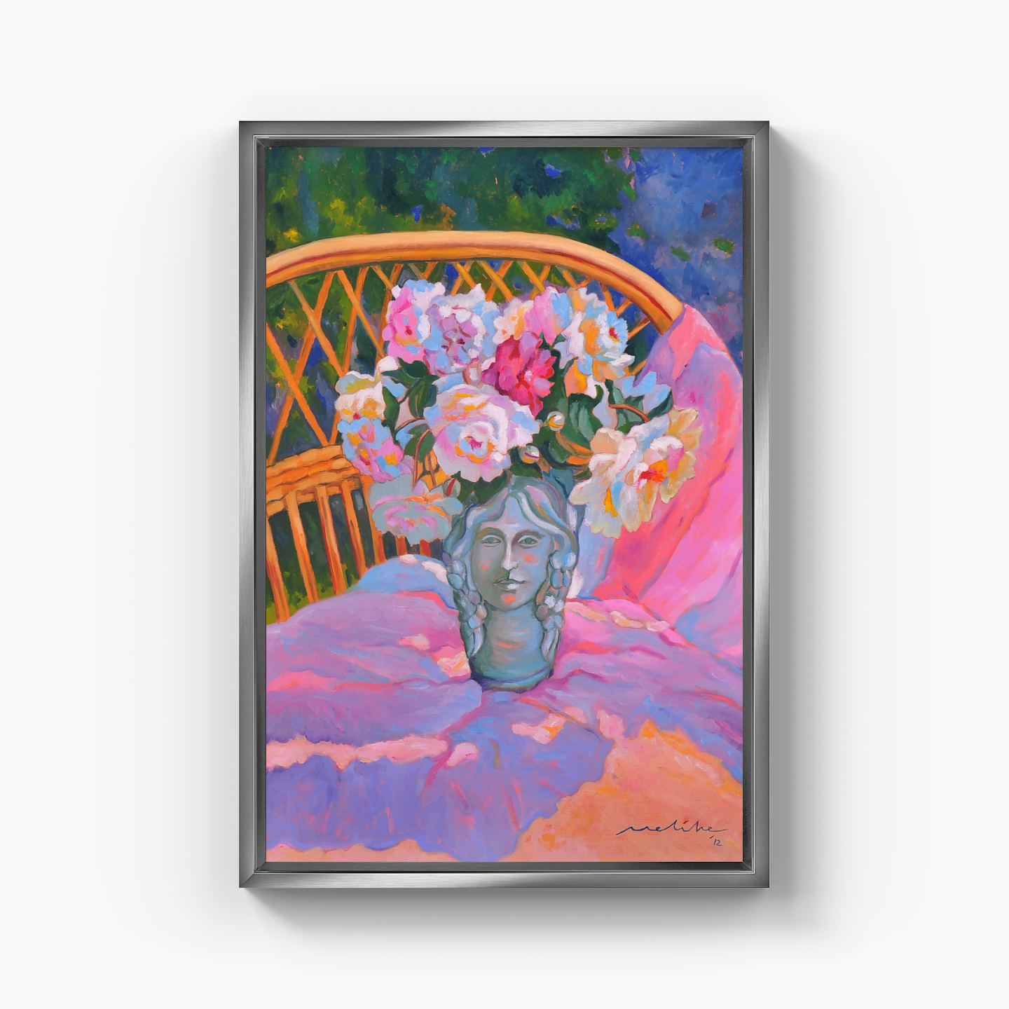 Roses in a faceted vase - Canvas Painting