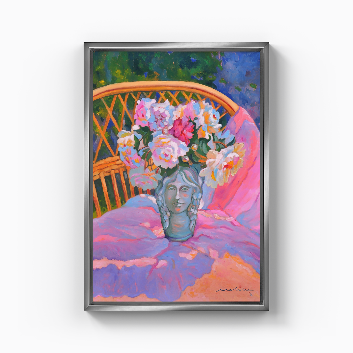 Yüzlü vazoda güller - Kanvas Tablo