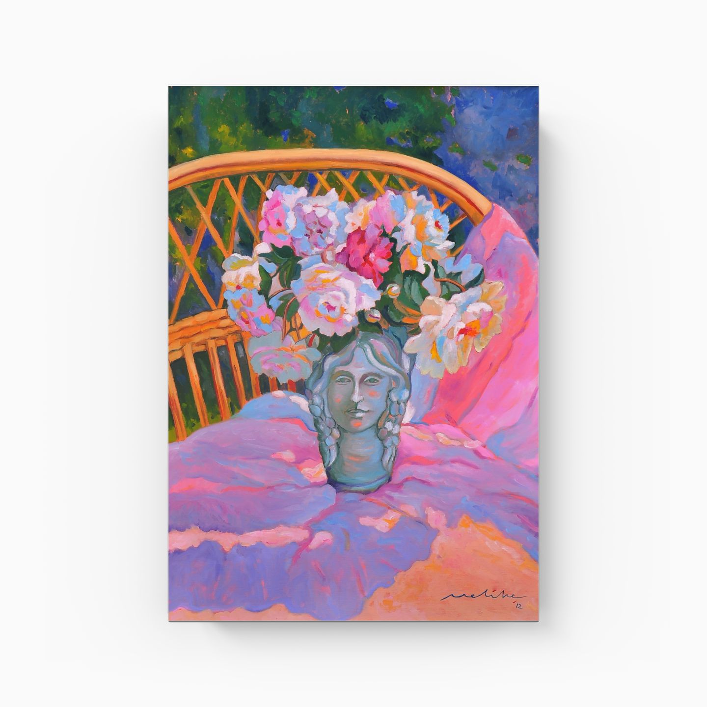 Roses in a faceted vase - Canvas Painting