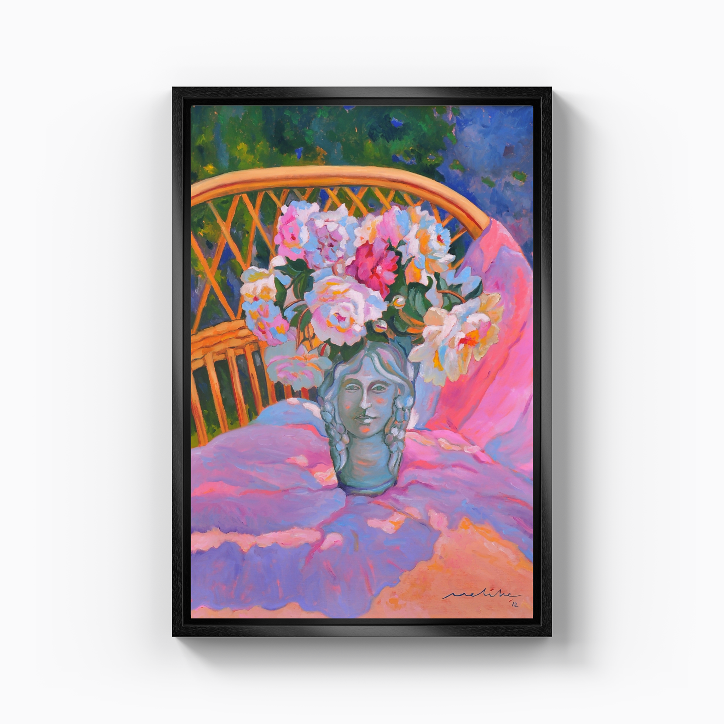 Roses in a faceted vase - Canvas Painting