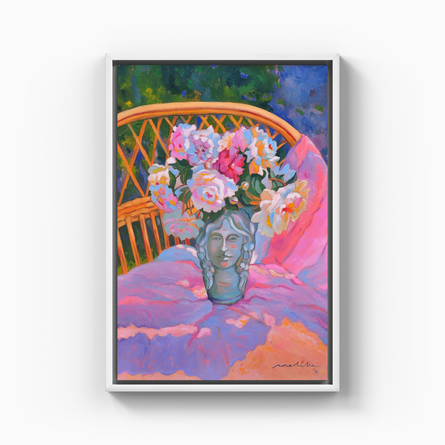 Yüzlü vazoda güller - Kanvas Tablo
